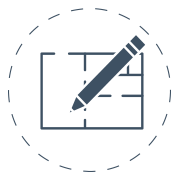 illustration of a house floor layout with a pencil